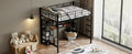 Full Size Metal Loft Bed With Built In Desk And Shelves, Black Brown Box Spring Not Required Full Black Brown Metal Bedroom Mdf Metal