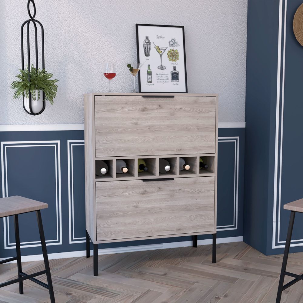 Rowan Bar Cabinet, Six Built In Wine Rack, Double