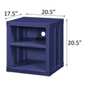 Blue Nightstand With Open Shelf Blue Bedroom Rectangle Contemporary,Industrial Shelf Metal