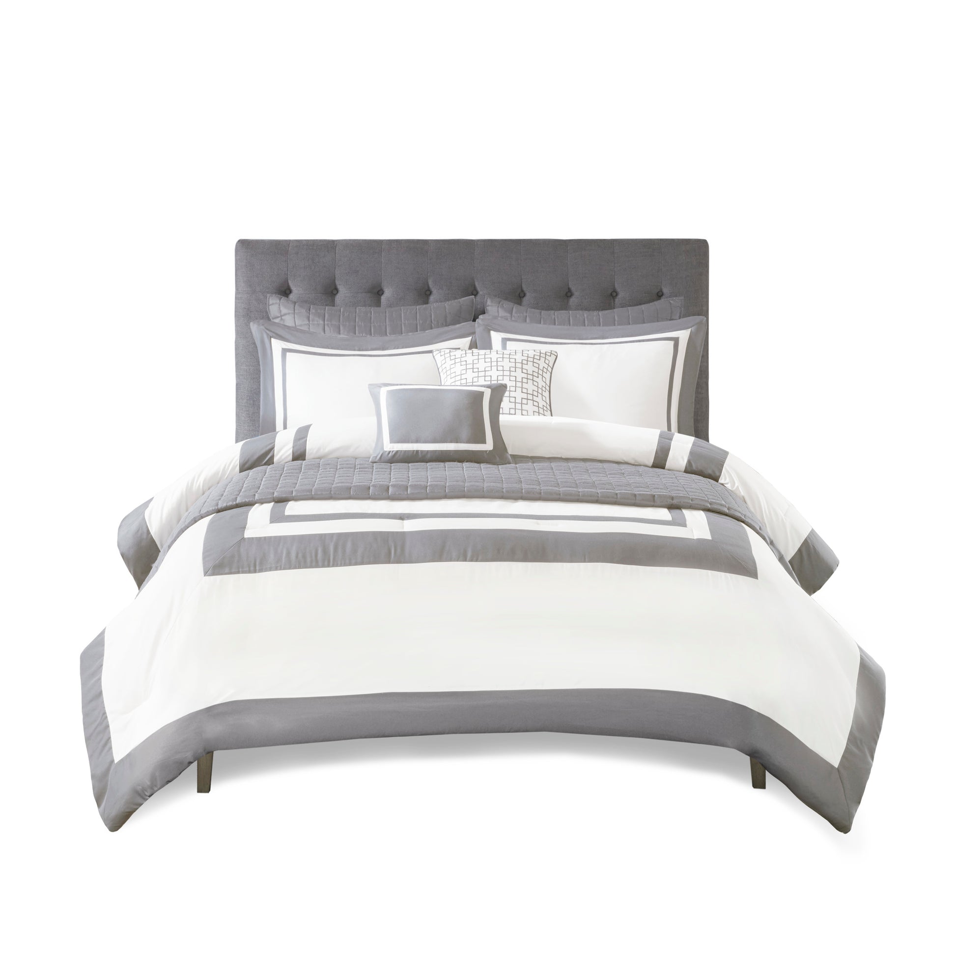 8 Piece Comforter And Quilt Set Collection Grey King Cal King King Grey Polyester