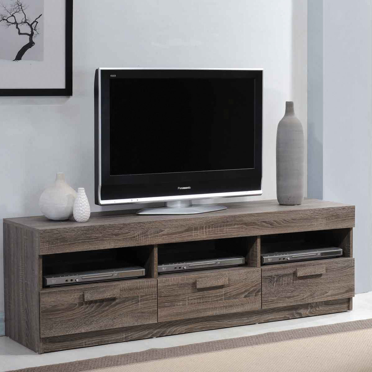 Rustic Oak Tv Stand Rustic Primary Living Space 60 Inches 50 59 Inches Wood