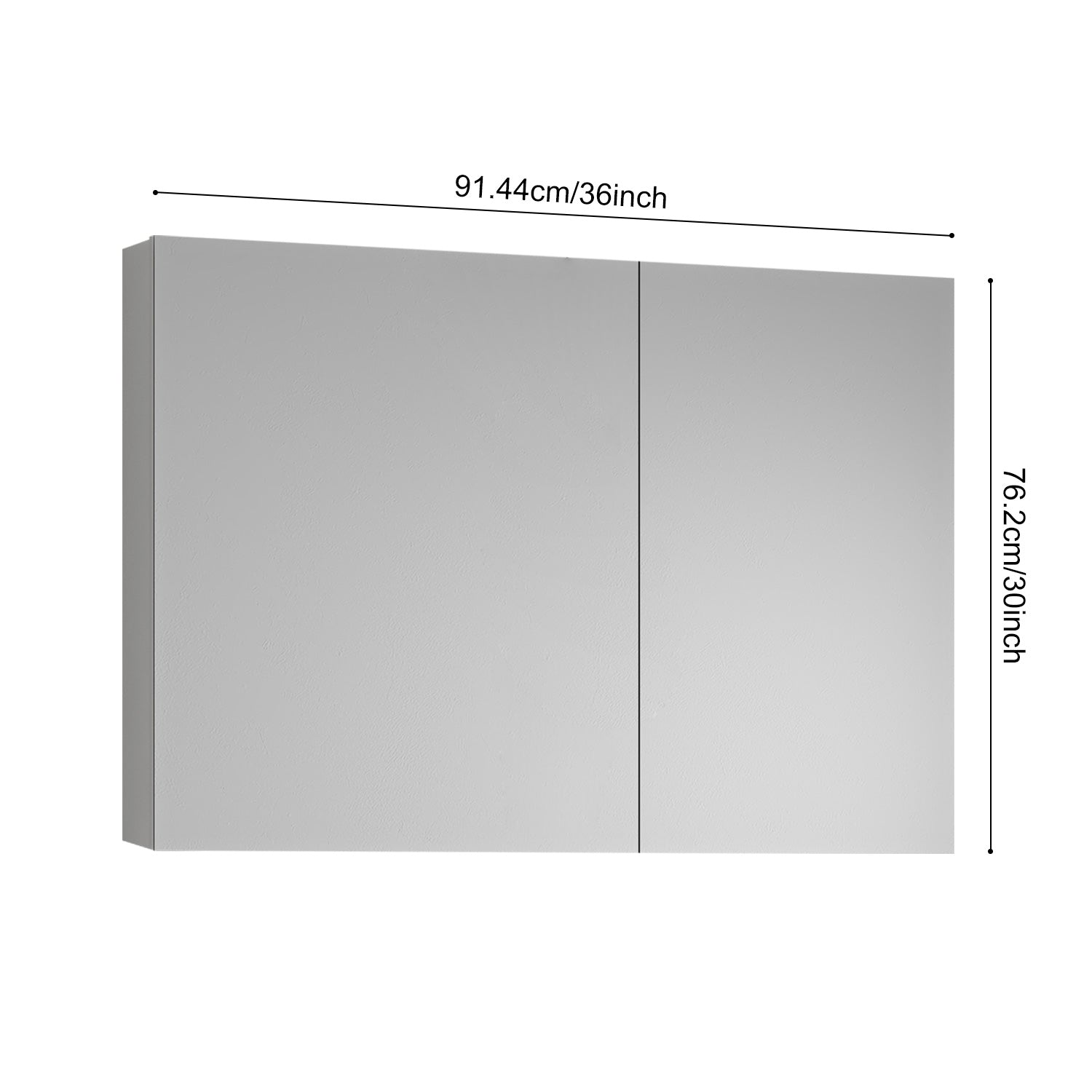 36'' W X 30'' H Surface Frameless Mirror Medicine Cabinet, Beveled Mirror Edges Bathroom Medicine Cabinet White Engineered Wood