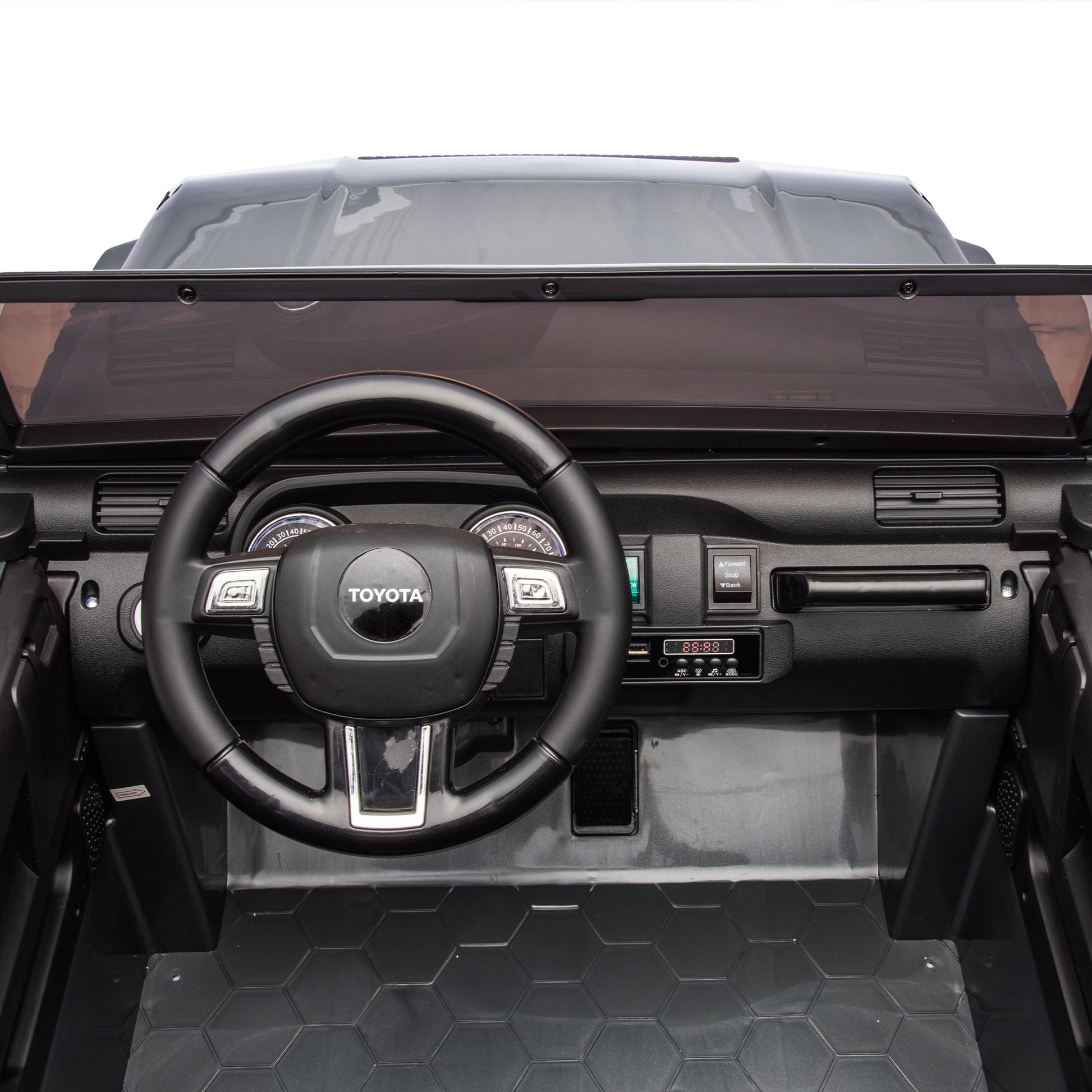 24V Two Seater Kids Ride On Car W Parents Remote Control, Licensed Toyota Lc250,4Wd,220W Motors,With Shovel,Three Point Seat Belt,Slow Start,Speed Adjustment,Bluetooth,Music For Kids Aged 3 . Gray 100 149 Lbs Polypropylene