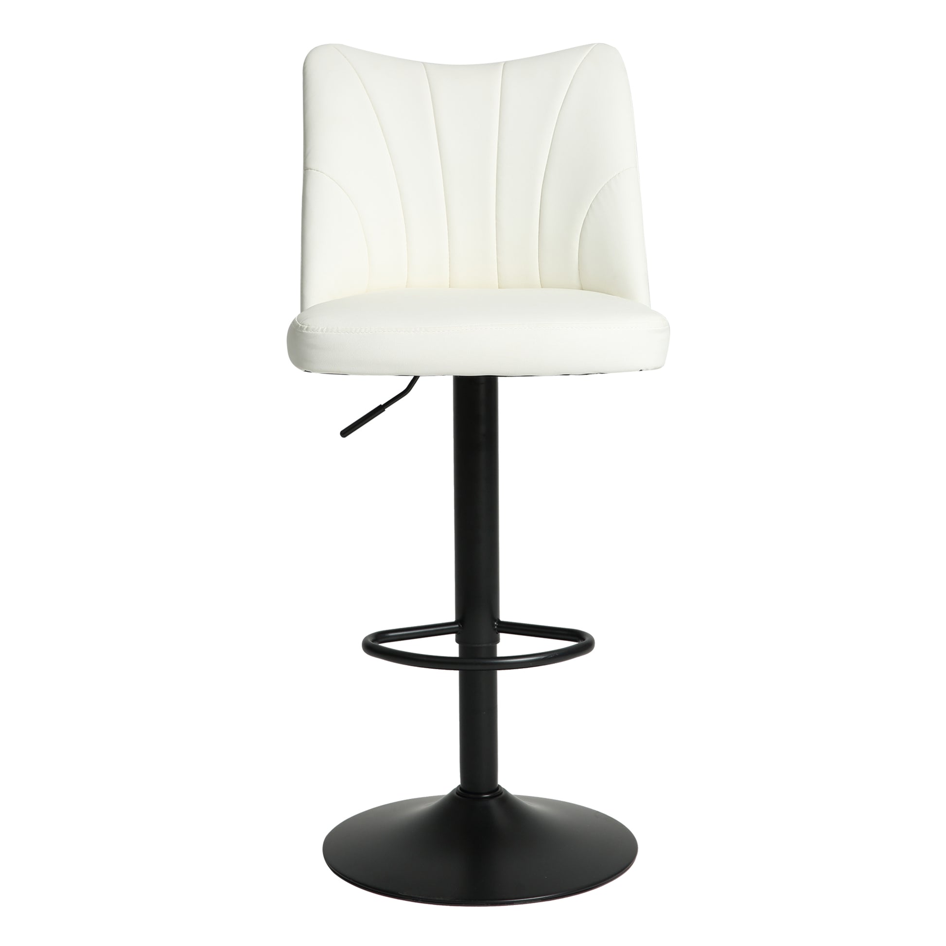 Swivel Bar Stools Set Of 2,Height Adjustable Counter Stool,Modern Armless Faux Leather Barstool Chairs With Backs For Kitchen Island White Leather