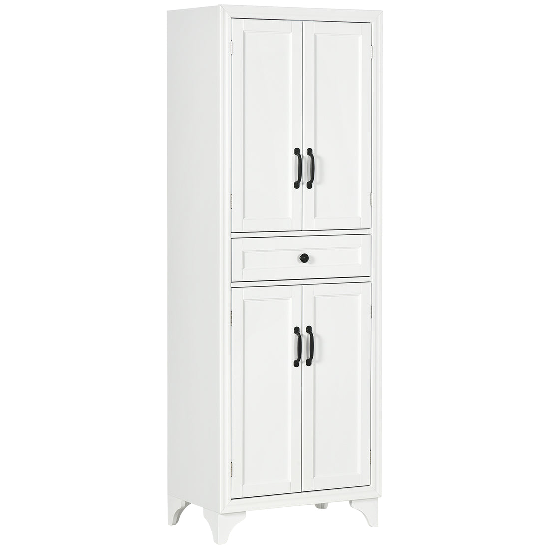 Homcom 67" Tall Freestanding Kitchen Pantry Cabinet, 4 Door Storage Cabinet With Drawer And Adjustable Shelves For Dining Room, White White Mdf