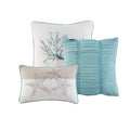 6 Piece Cotton Sateen Quilt Set With Throw Pillows Aqua King Cal King King Aqua Cotton
