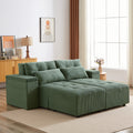 Convertible 3 In 1 Sleeper Sofa And Sectional Sofa With 4 Storage Space For Living Room,Corduroy Couch With 4 Pillows,Corduroy Army Green Corduroy 3 Seat