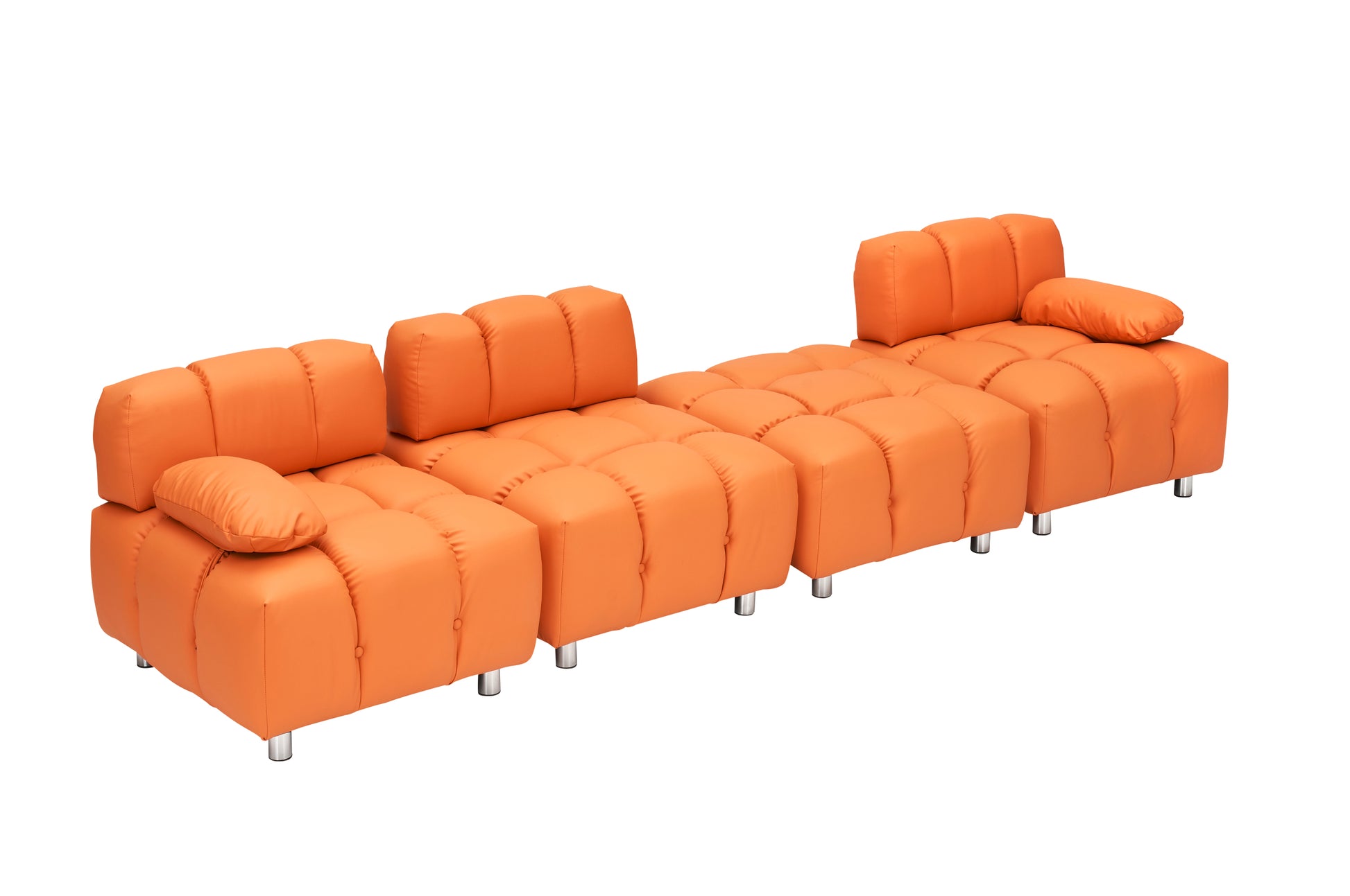 123 Orange Polyester Blend 3 Seat