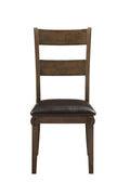 Wooden Side Chairs Withpadded Seat And Panelled Back, Set Of Two, Brown Brown Wood Fabric