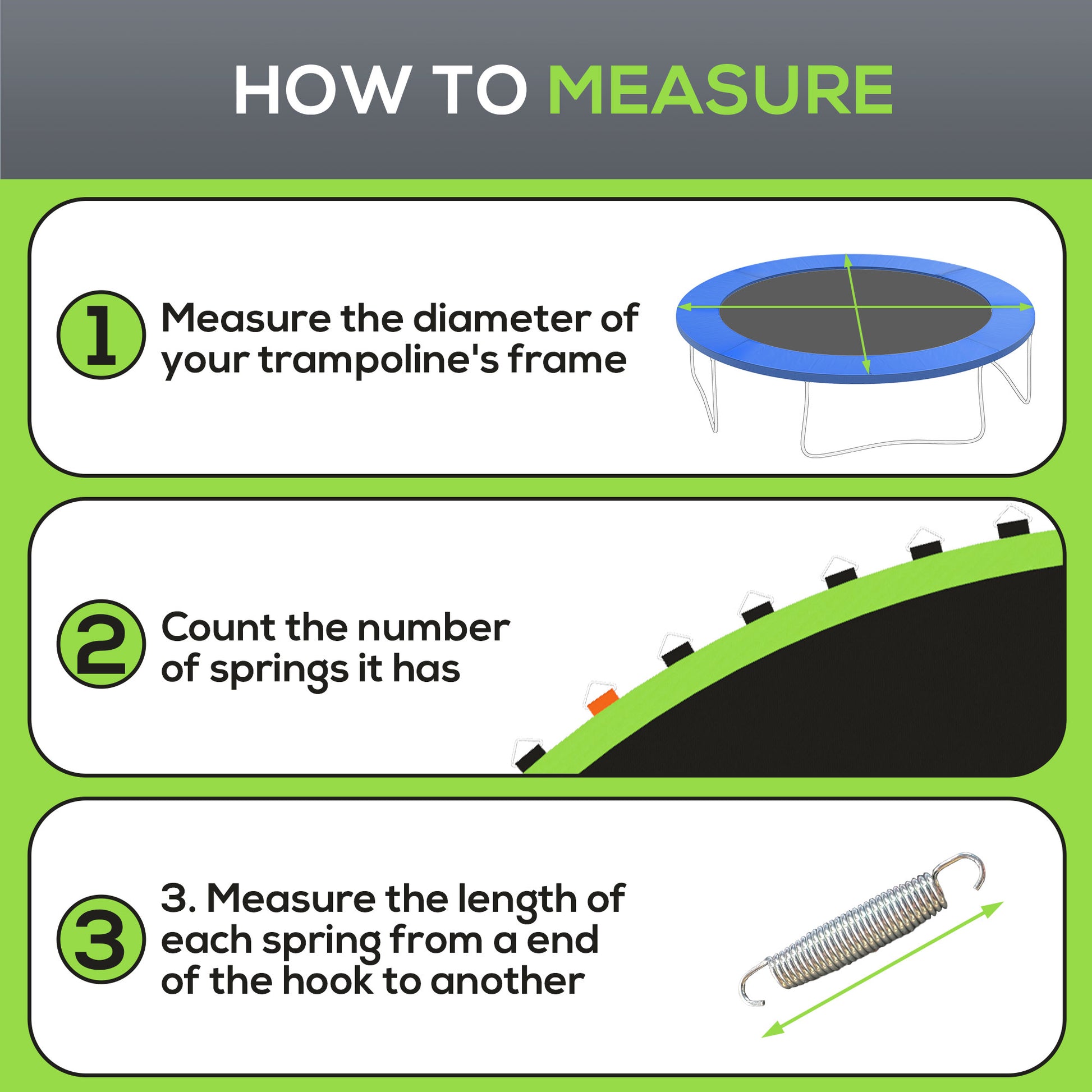 Soozier Trampoline Replacement Mat, Fits 14' Trampoline With 80 V Hooks & 5.5" Springs, Trampoline Mat With 8 Rows Of Stitching & Spring Pull Tool Spring & Frame Not Included , Green Green Plastic