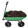 Garden Dump Cart With Steel Frame Outdoor Wagon With 10 Inch Pneumatic Tires, 55L Capacity, Green Green Garden & Outdoor Iron Plastic