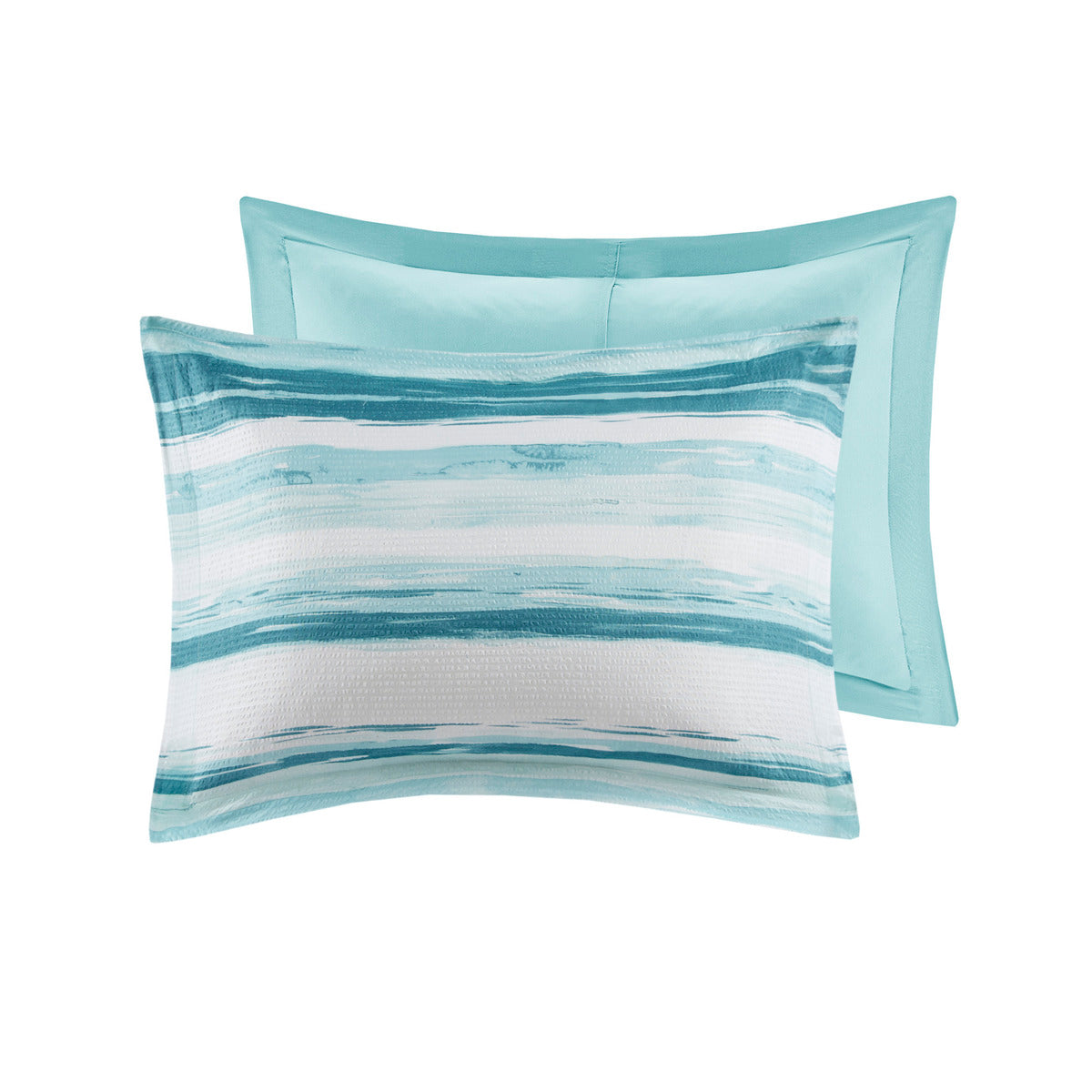 8 Piece Printed Seersucker Comforter And Quilt Set Collection Aqua Full Queen Full Aqua Polyester