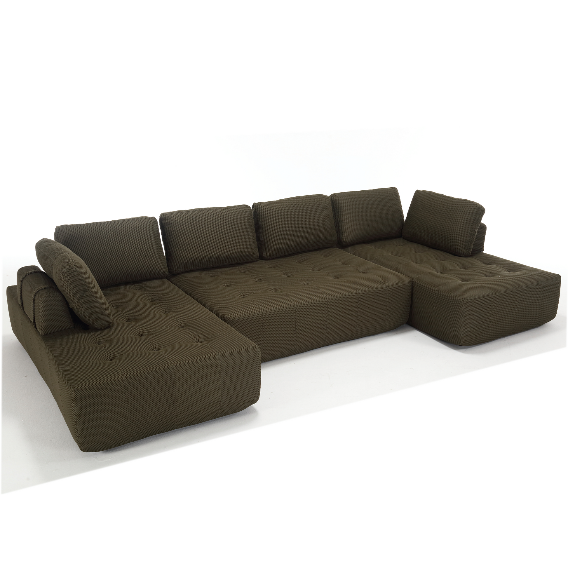 Arrived 138.5 "Modular Combination Sofa, U Shaped Sofa, Living Room, Apartment, Upholstered ,6 Seat Sofa, Free Combination Sofa Mesh Fabric ,Fabric,Green Green Polyester Primary Living Space Soft