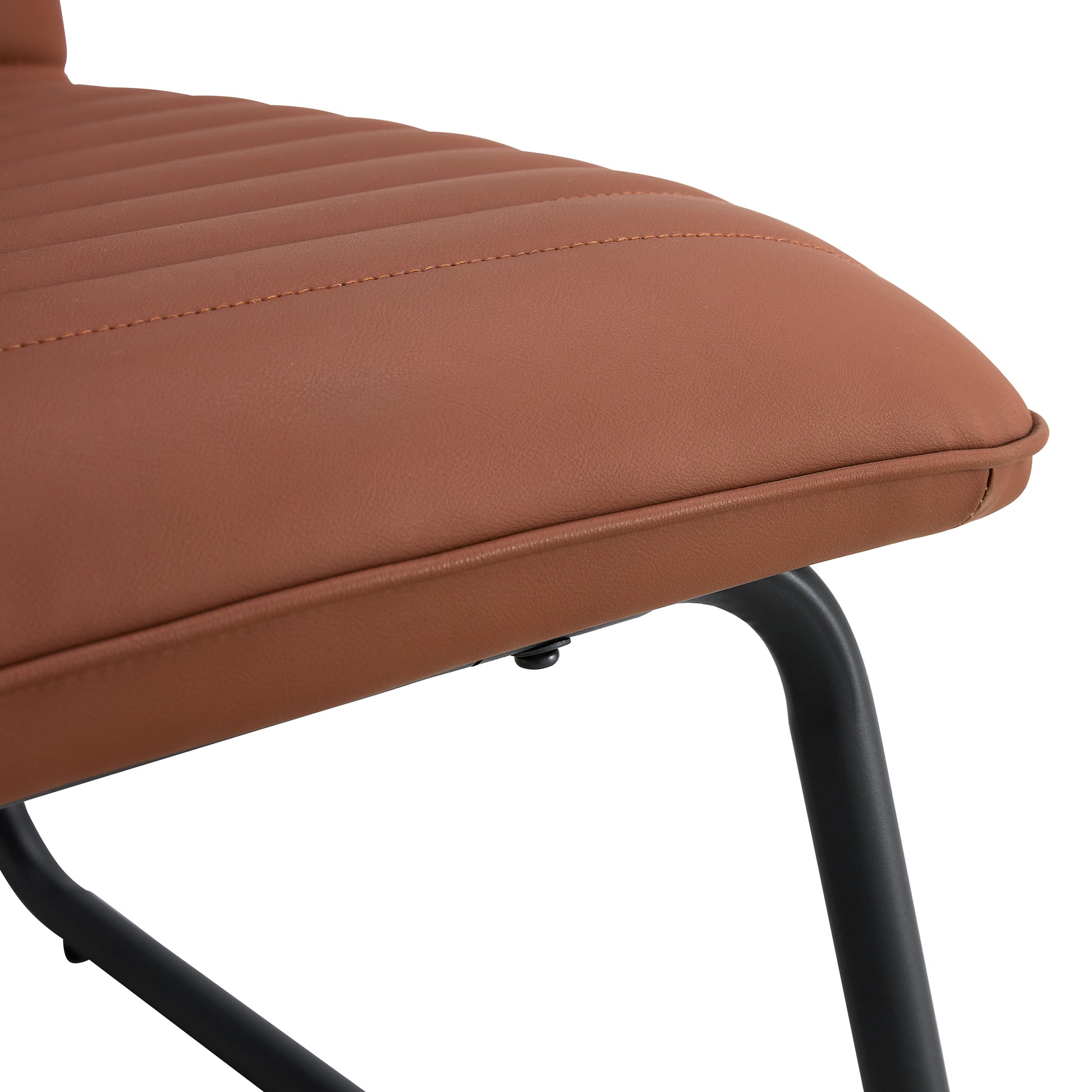 Brown Minimalist Armless Sofa Chair With Pu Backrest And Black Metal Legs, Suitable For Offices, Restaurants, Kitchens, And Bedrooms Brown Metal