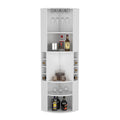 Oban Corner Bar Cabinet With Five Shelveseight Bottle Cubbies And Steamware White Primary Living Space Modern Shelves Included Particle Board