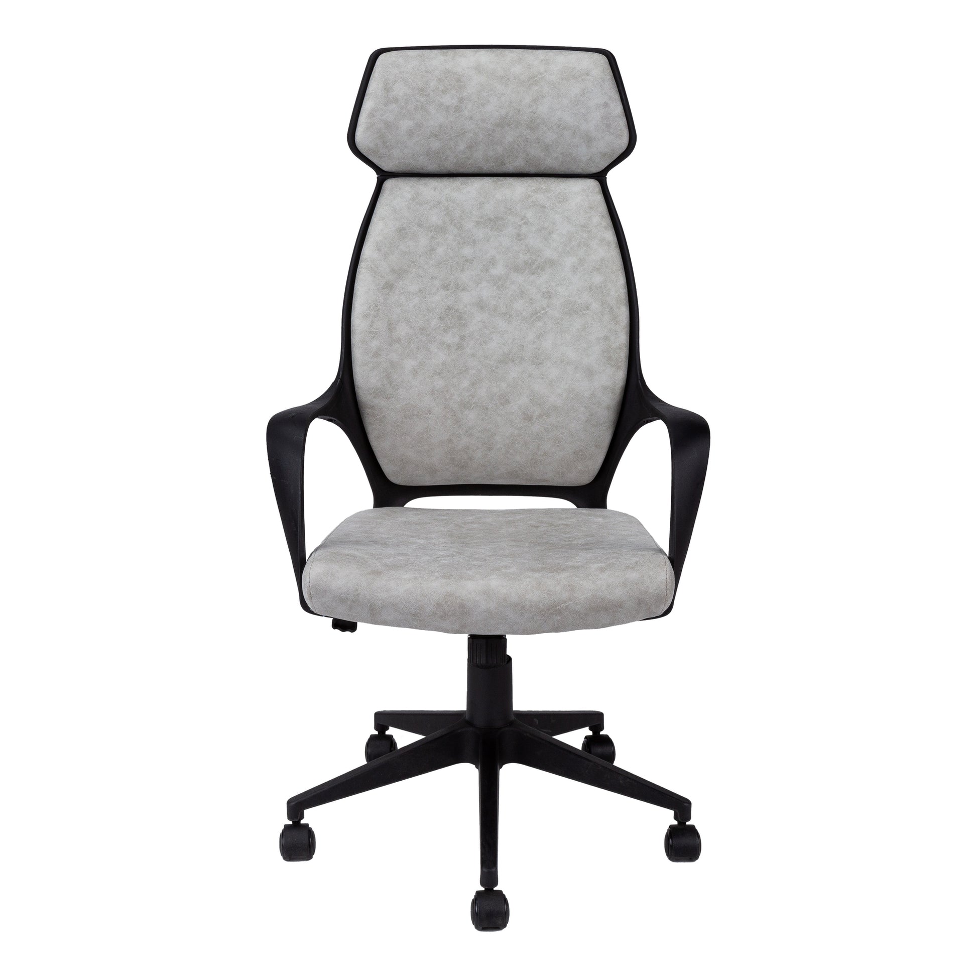 Office Chair, Adjustable Height, Swivel, Ergonomic, Armrests, Computer Desk, Work, Grey Fabric, Black Metal, Contemporary, Modern Grey Foam Polyester