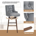 Coolmore Bar Stools Set Of 2 Counter Height Chairs With Footrest For Kitchen, Dining Room And 360 Degree Solid Wood Legs Swivel Bar Stools Set Of 2 Gary Linen Gray Foam Linen