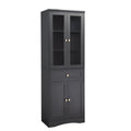 Tall Bathroom Storage Cabinet, Cabinet With Four Doors And Drawers, Adjustable Shelf, Mdf Board, Black Black Mdf