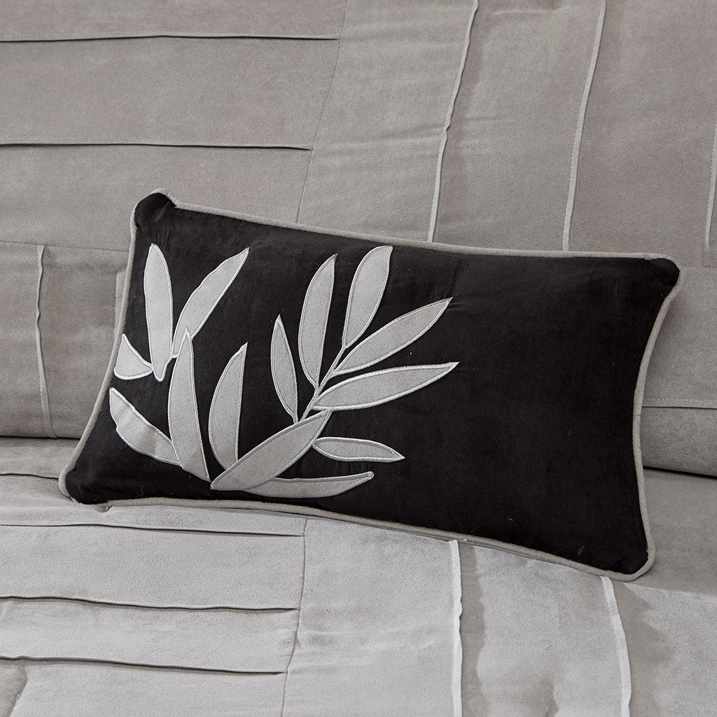 7 Piece Faux Suede Comforter Set Grey King King Grey Polyester