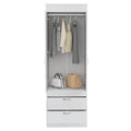 Lisboa Armoire, Rod, Double Door, Two Drawers, Metal Handles White White Bedroom Modern Particle Board Particle Board