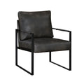 Modern Accent Chair Cushioned Seat Dark Gray Faux Leather Upholstery Black Metal Frame 1Pc Style Comfort Durability Elegance Look Dark Gray Primary Living Space Industrial,Mid Century Modern,Modern