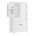 Elegant Bathroom Floor Storage Cabinet, Bathroom Storage Unit, Freestanding Cabinet With 4 Doors, Adjustable Shelves, Adaptable Shelves, White White Mdf