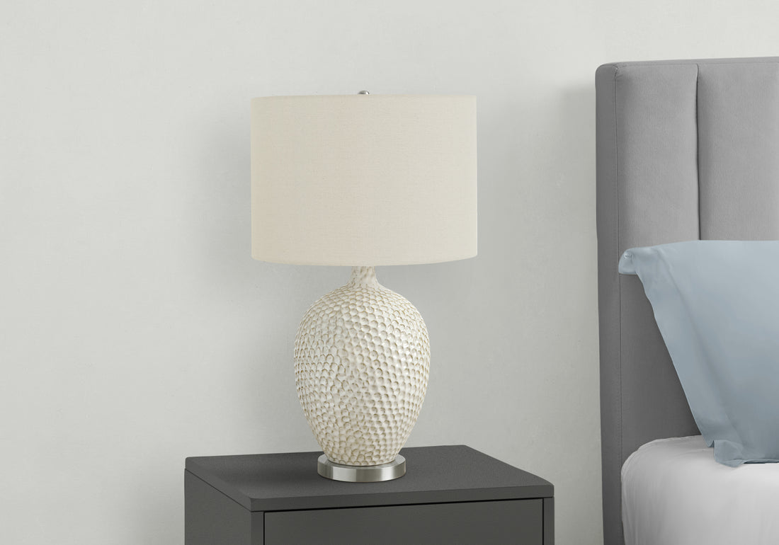 Lighting, 28"H, Table Lamp, Cream Ceramic, Ivory Cream Shade, Contemporary Cream Ceramic