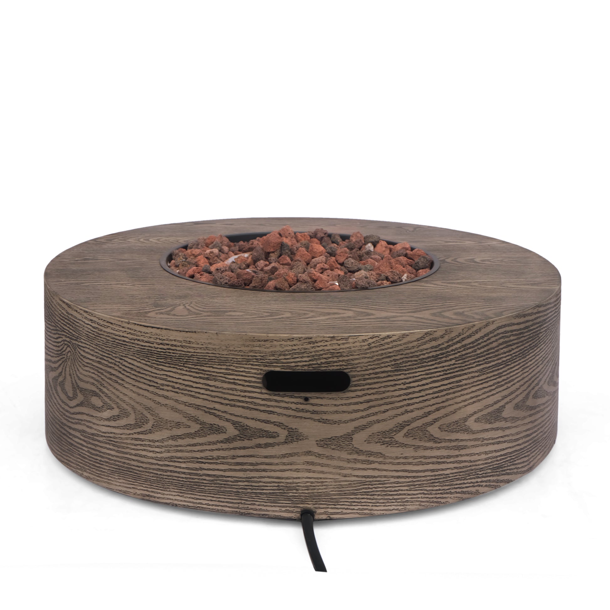 Aidan Round Iron Fire Pit 50,000 Btu Tank Outside Wood Iron