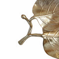 16 Inch Artisanal Dual Leaf Decorative Platter, Lightweight Aluminum, Gold Gold Aluminum