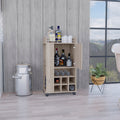 Fargo Bar Cart With Cabinet, 6 Built In Wine Rack And Casters Grey Primary Living Space Modern Particle Board Engineered Wood