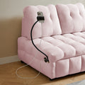 Modern Sofa Velvet Pull Out Bed,Independently Removable Backrest, Have Usb Port And Swivel Phone Stand ,Pink Pink Wood Velvet 2 Seat