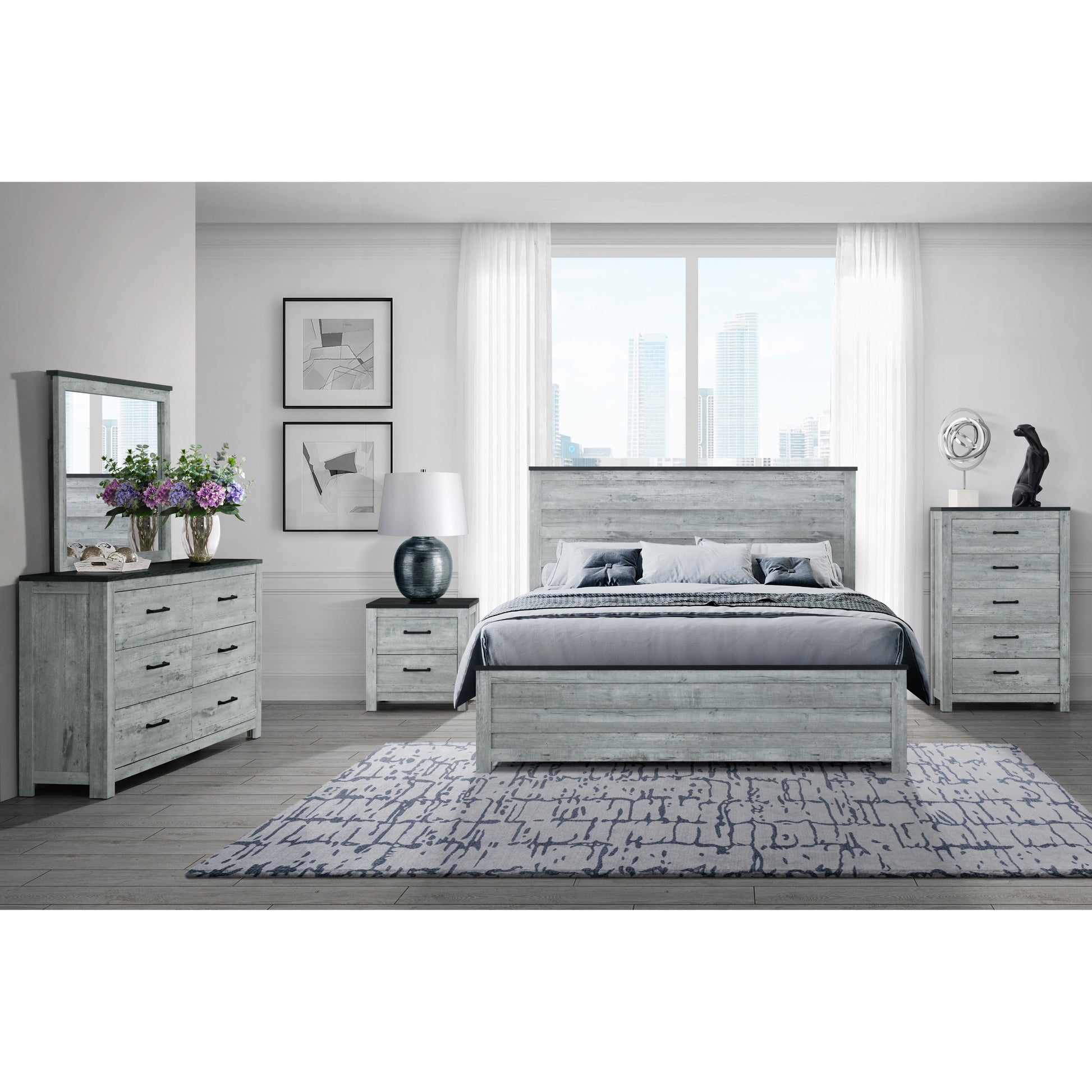 Kicks Grey Wash Dresser Gray Wash Solid Wood Mdf