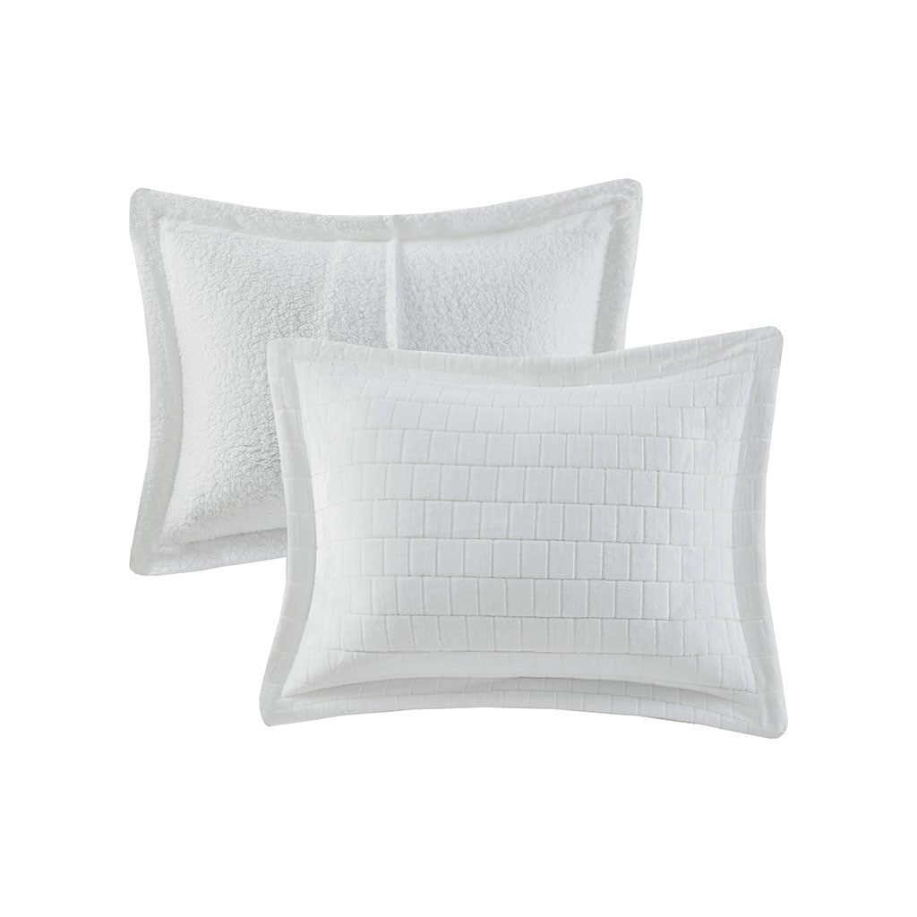Plush To Sherpa Comforter Set King Ivory Polyester