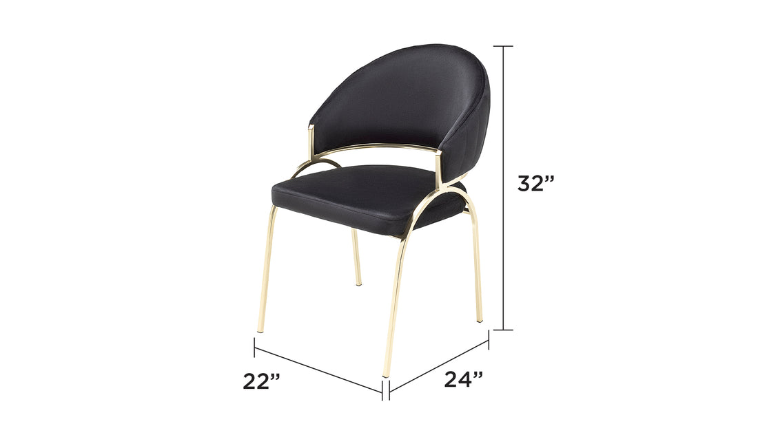 Ruby Modern & Contemporary Style Chair Made With Metal & Gold Legs In Black Color Black Primary Living Space Contemporary Plush Metal