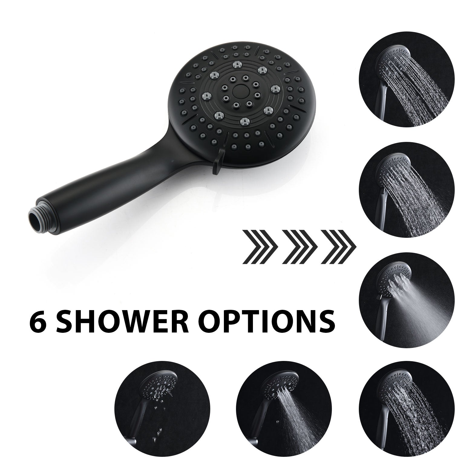 Matte Black Rain Shower System With 4.5" Head, Handheld Shower, And 6 Spray Modes Matte Black Stainless Steel