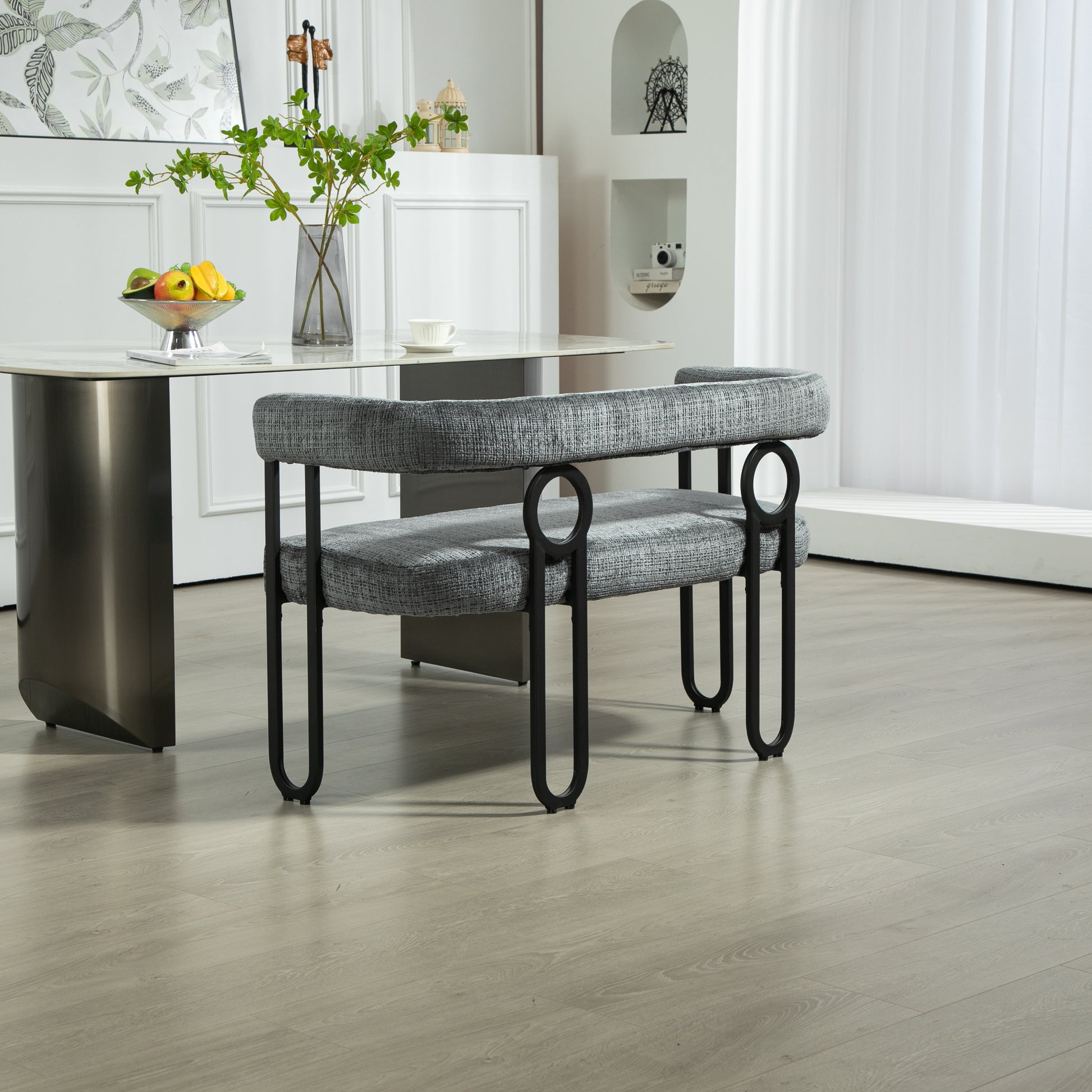 Coolmore Modern Loveseat 2 Seater Sofa Chenille Fabric Couch With Arms And Metal Legs For Living Room, Home Office, Studio Gray Chenille Gray Primary Living Space Soft Foam Chenille