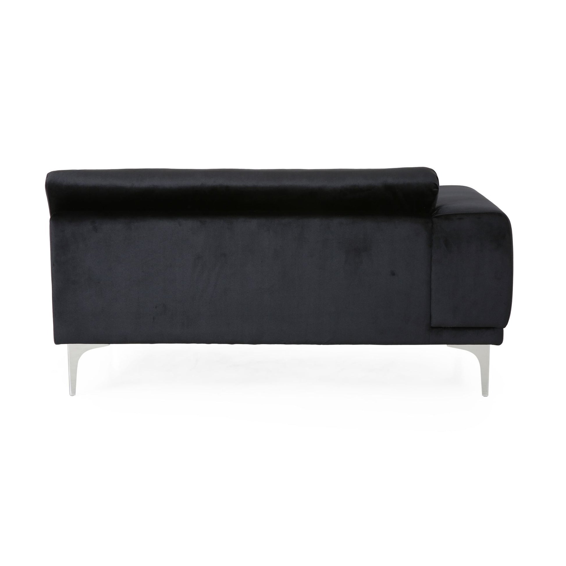 Luxurious Black Velvet 4 Seater Sofa With Ultra Soft Cushions, Metal Silver Legs Decor With Exquisite Craftsman, And Timeless Elegance, Perfect For Elevating Modern And Sophisticated Living Spaces Black Velvet Wood Primary Living Space Pillow Back Soft