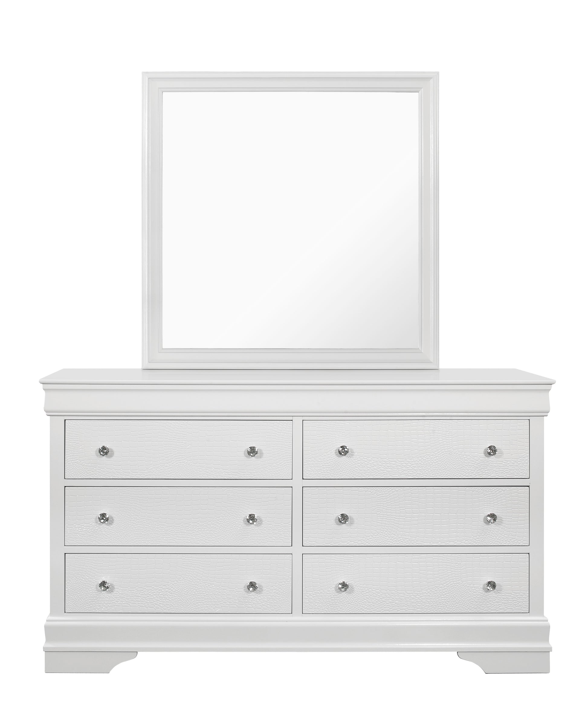 Shaker Crocodile Metallic White Dresser White Solid Wood Mdf