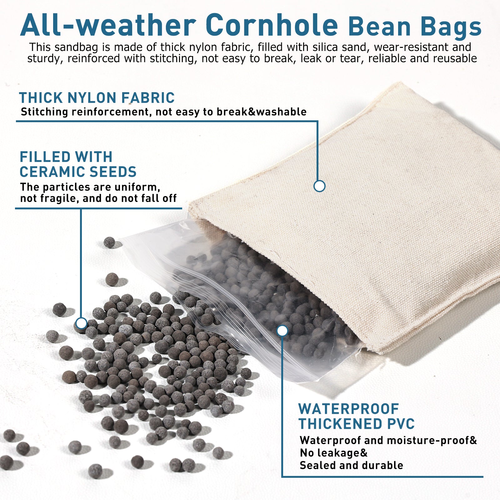 Solid Wood Premium Cornhole Set 3 Feet X 2 Feet Game Boards, Includes Set Of 8 Corn Hole Toss Bags Black White Wood