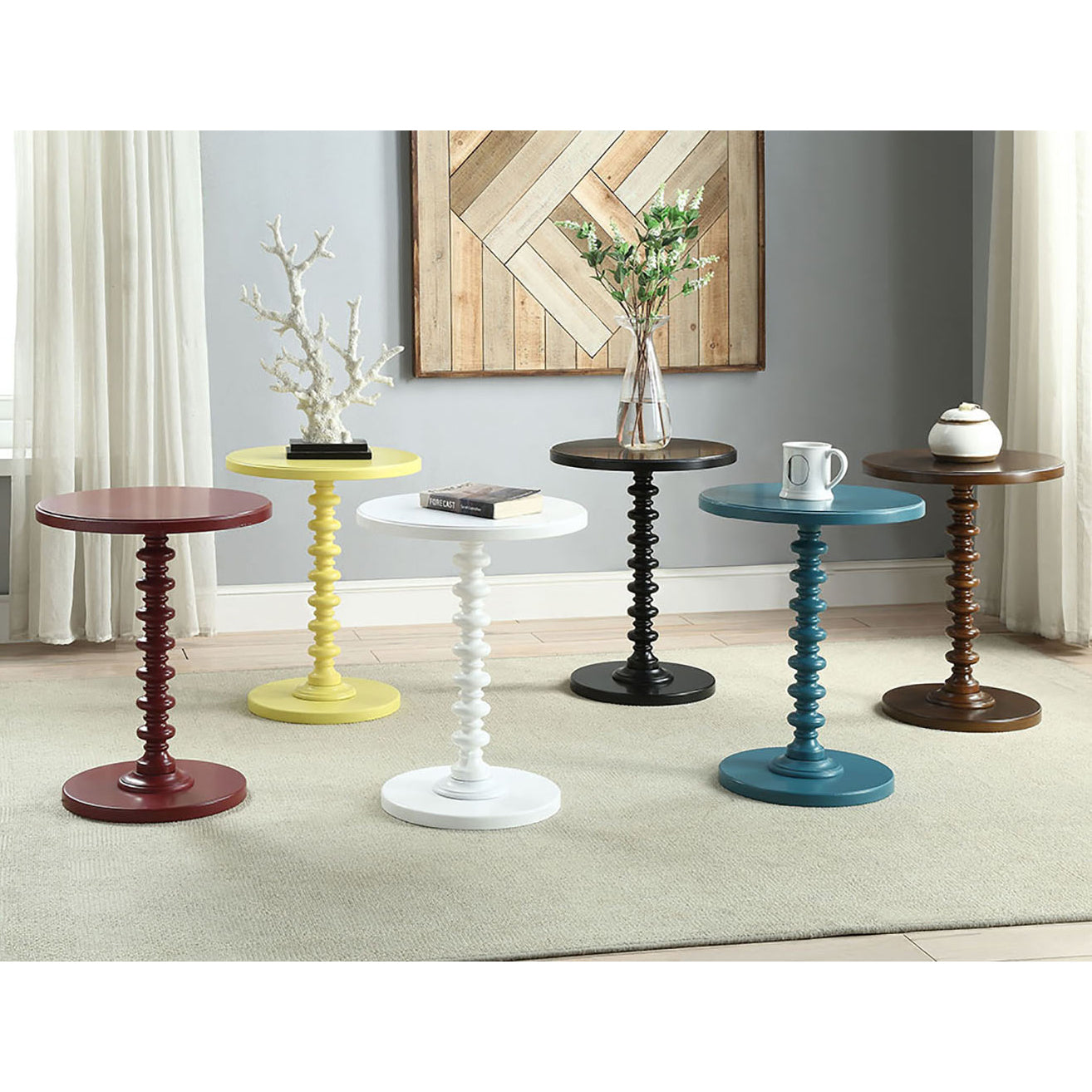 White Round Wooden Side Table White Primary Living Space Round Wood Pedestal