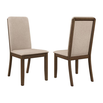 Set Of 2 Fabric Upholstered Dining Chairs, Medium Walnut Solid Walnut Dining Room Rectangular Dining Chairs Set Of 2 Fabric,Mdf