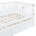 Twin Size Wood Daybed With Fence Guardrails And 2 Drawers, Split Into Independent Floor Bed & Daybed, White Old Sku :Lp000881Aak Twin White Solid Wood Mdf