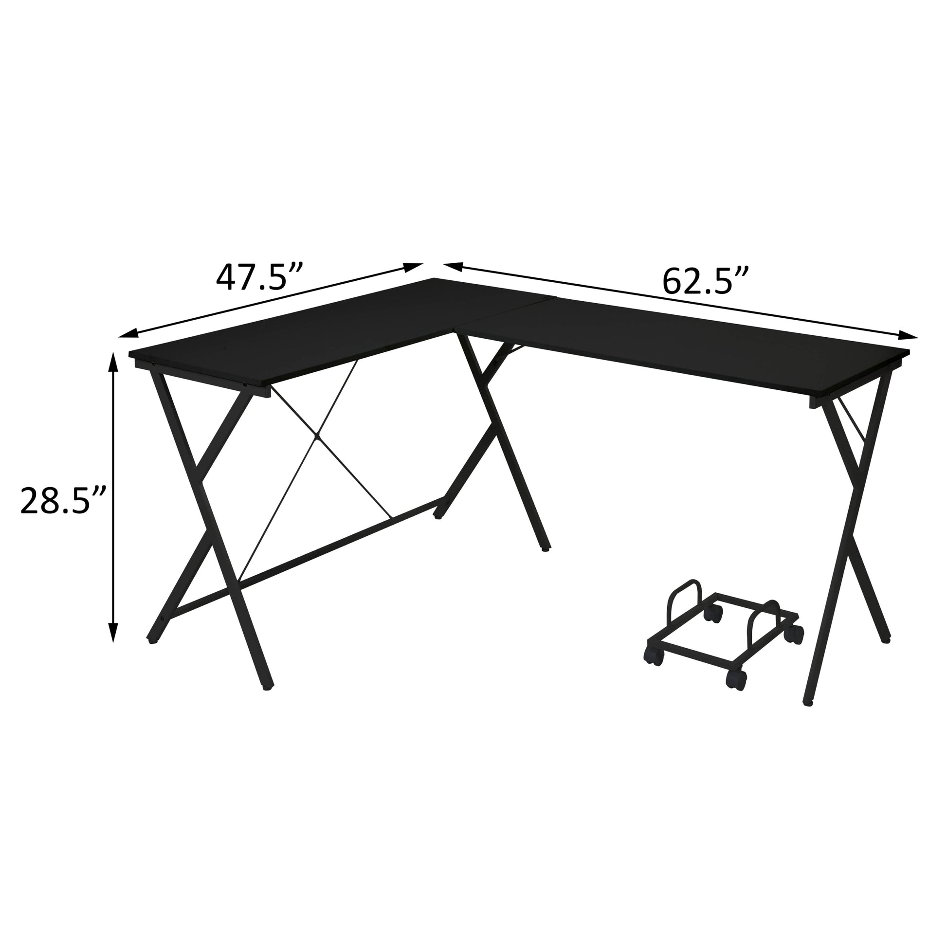 Black L Shaped Computer Desk With Cpu Holder Black Computer Desk Office Modern Rectangular Desk Wood Metal