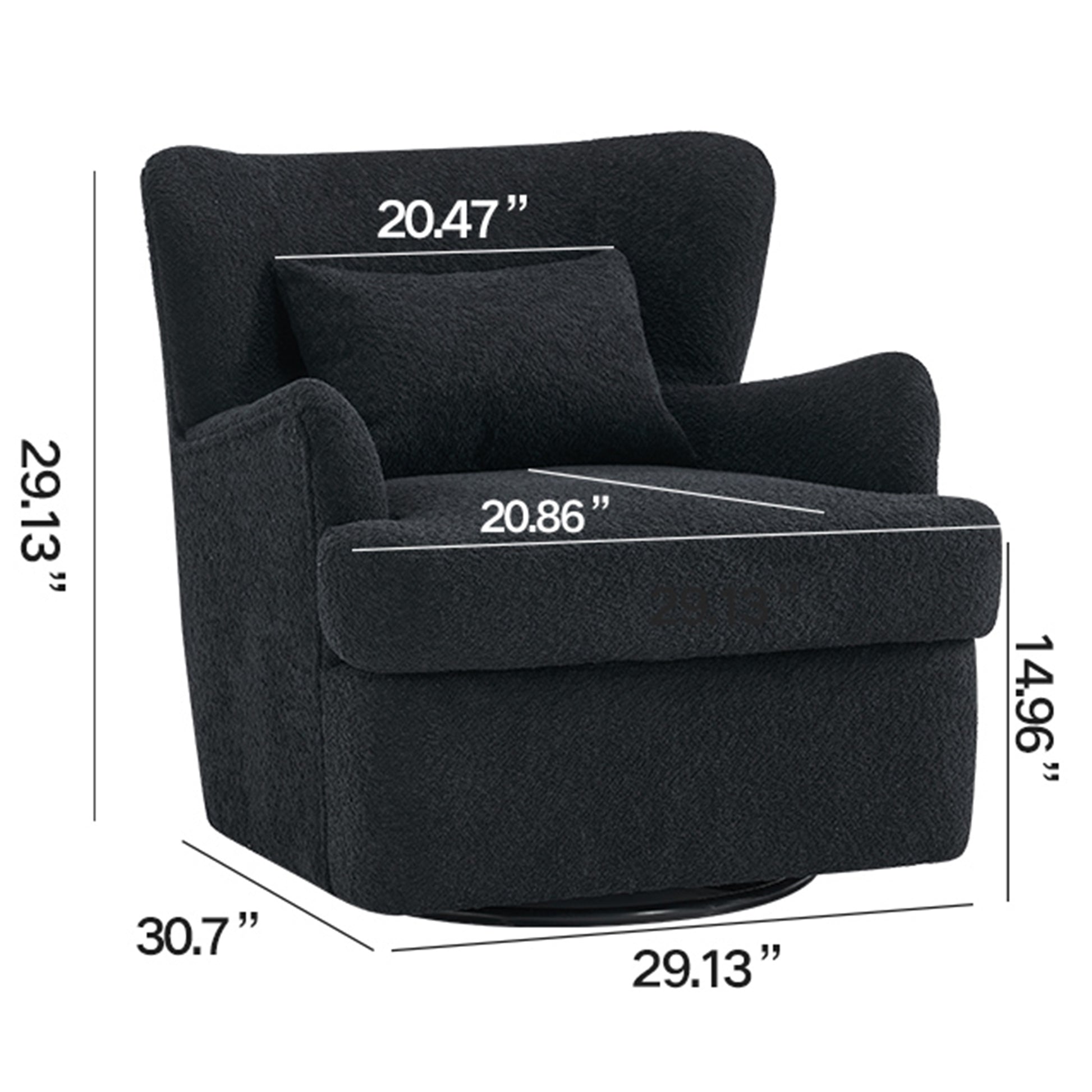 Modern Luxury Velvet Swivel Chair, 360 Swivel Comfort Round Armchair, Single Sofa Chair With Lounge Seat For Bedroom Office Reading Space, Set Of 1 ,Black Black Wood