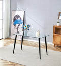 Glass Dining Table Transparent, 130*80* 8Mm Black Seats 4 Glass