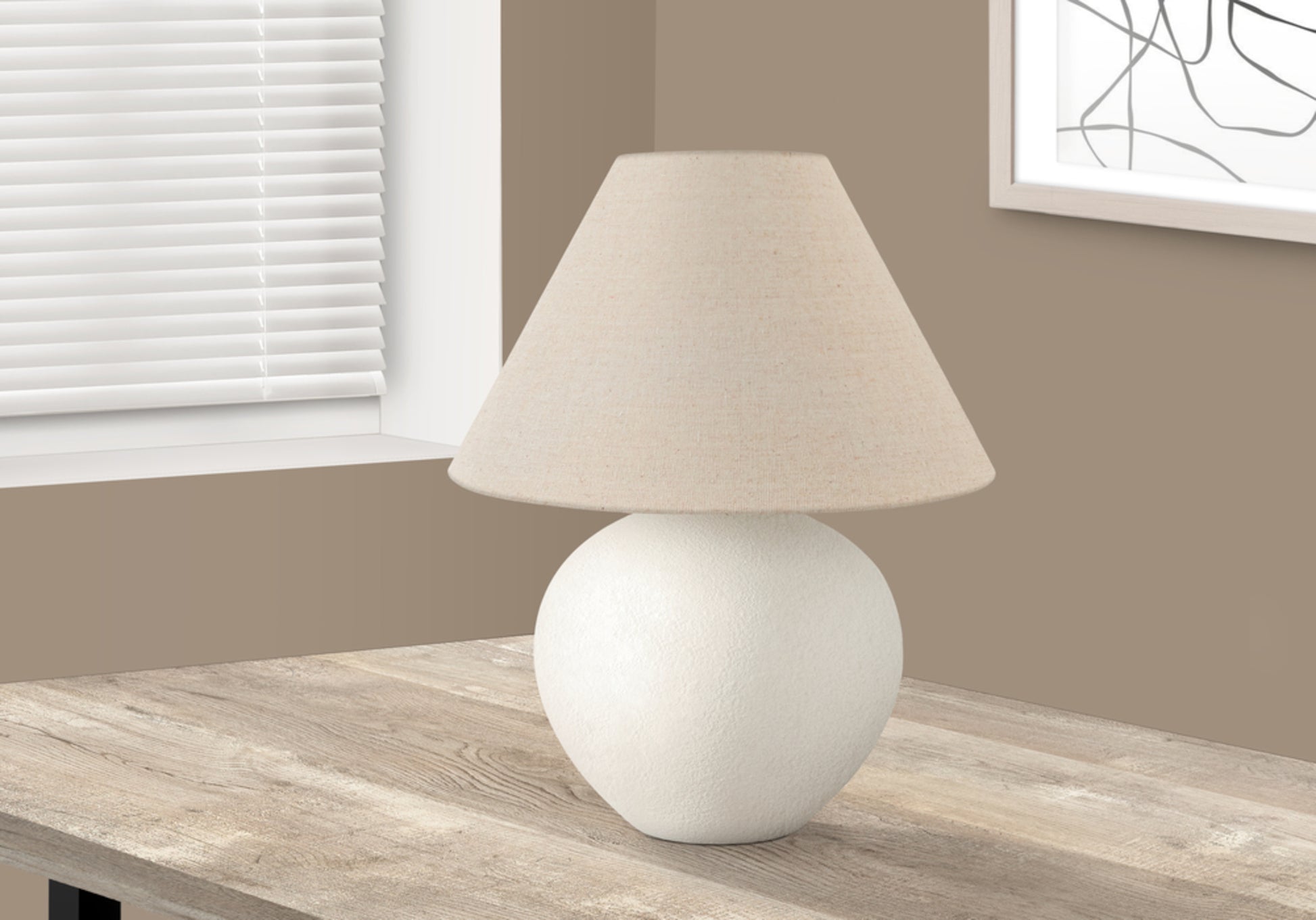 Lighting, 16"H, Table Lamp, Cream Shade, Cream Ceramic, Contemporary Cream Ceramic