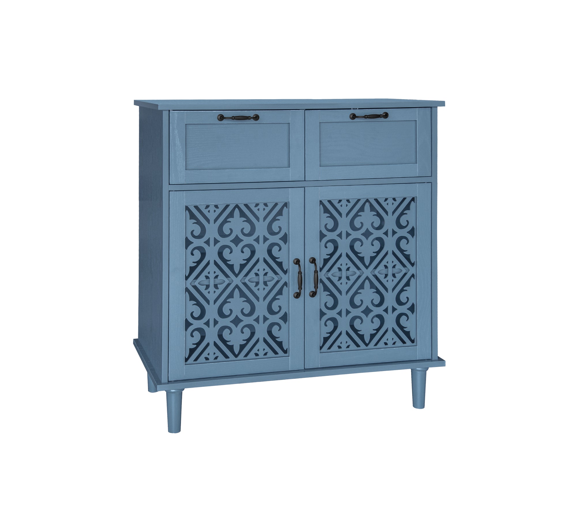 2 Door 2 Drawer Cabinet, American Furniture, Suitable For Bedroom, Living Room, Study Blue Mdf