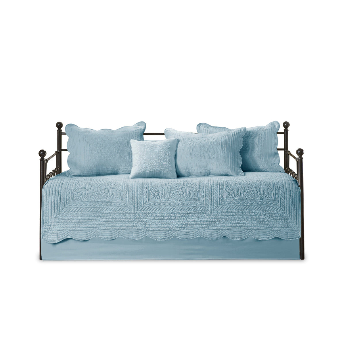 6 Piece Reversible Soped Edge Daybed Cover Set Blue Daybed Blue Polyester