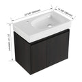 24 Inch Bathroom Vanity With Basin, Wall Mounted Floating Vanity Sink Combo, Wooden Storage Cabinet With Double Doors For Bathroom,Black Black Bathroom American Design Engineered Wood