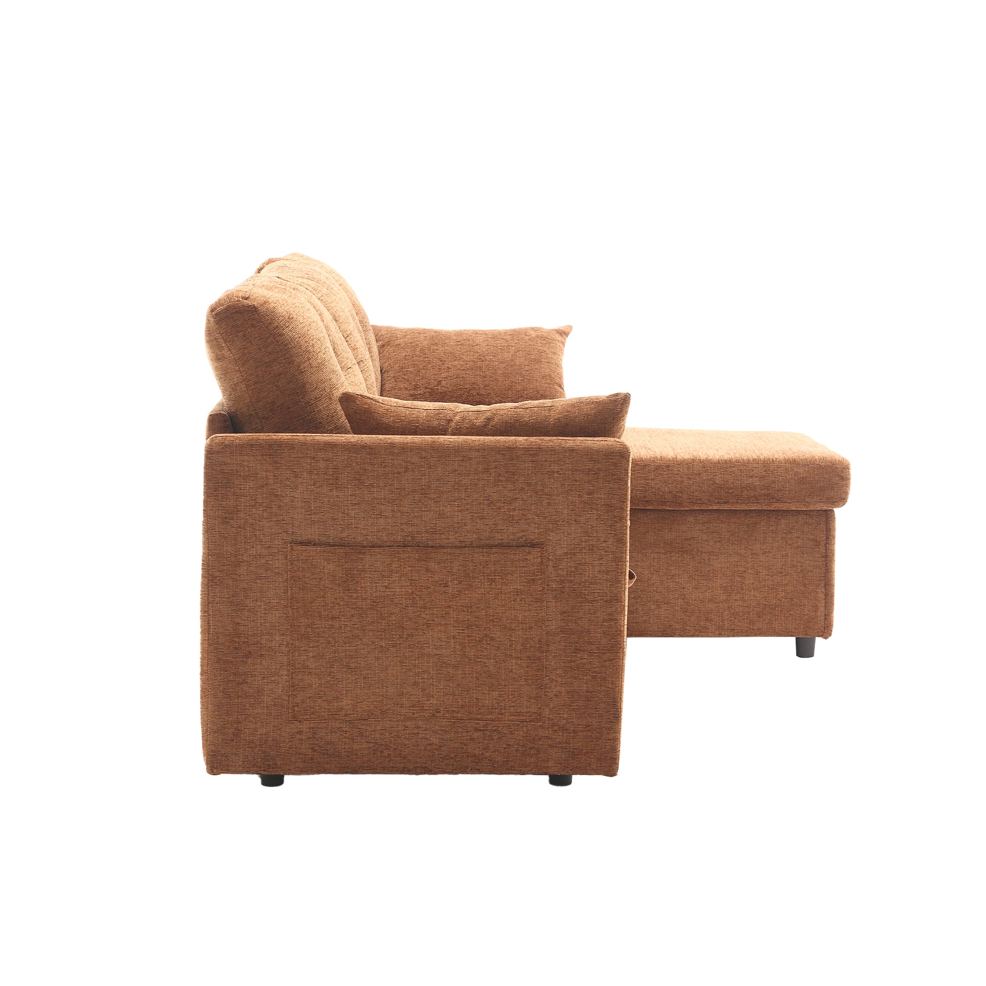 United We Win Furniture, Modular L Shaped Sofa, Modular Long Sofa With Reversible Chaise Lounge, Sofa Bed, Sleeper Sofa, Modular Sofa Combination With Storage Seats. Brown Chenille 3 Seat
